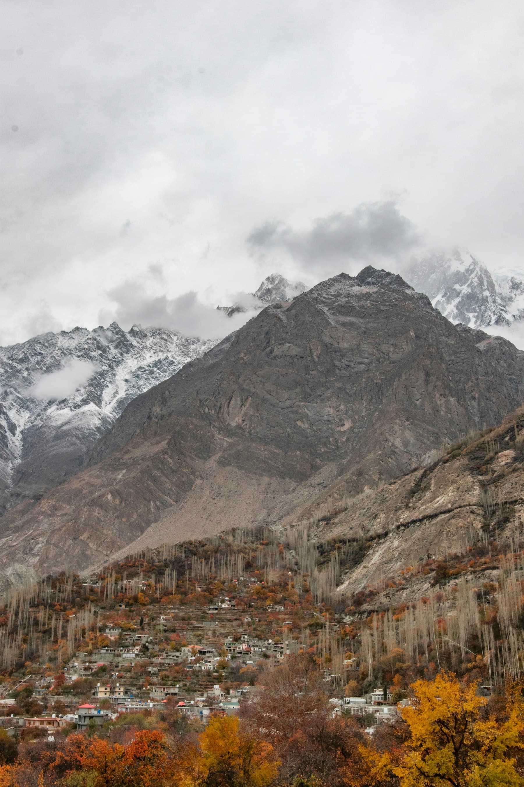 Northern Pakistan mountain village in autumn